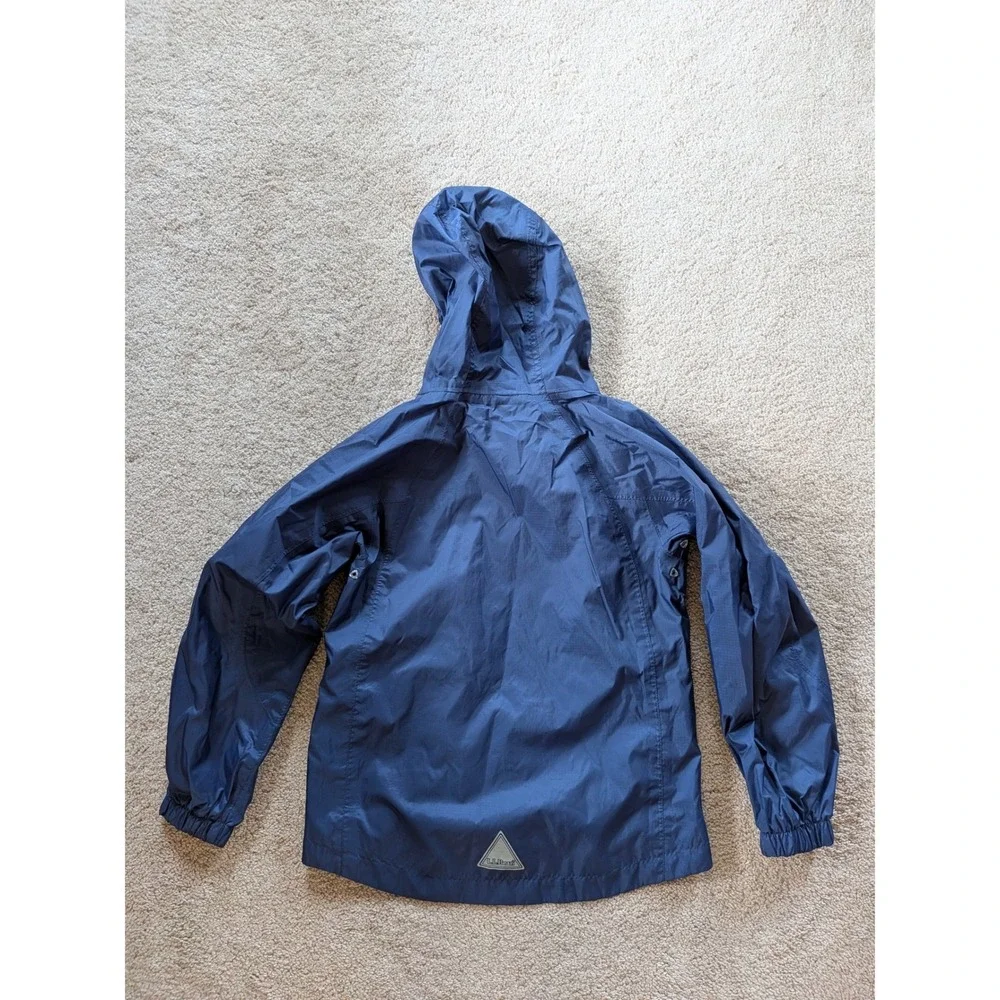 LL Bean Discovery Rain Jacket Kids 8 Blue Hooded